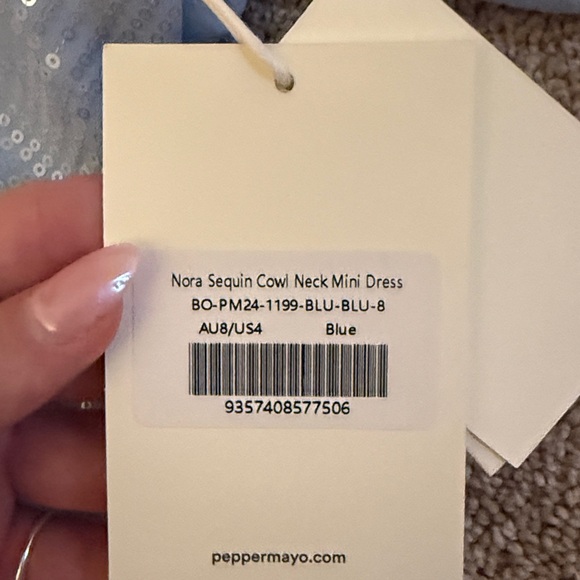 NWT Peppermayo Exclusive -
Nora Sequin Cowl Neck Mini
Dress - Blue US 4 - Picture 9 of 9
